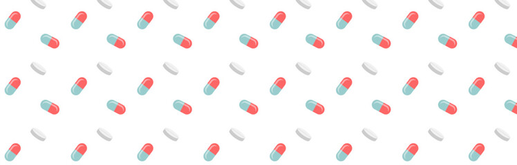 seamless pattern with pill flat icon