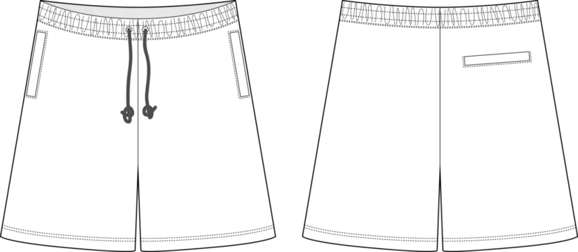 Premium Vector  Blank shorts pants technical sketch design template casual  shorts with pockets and lace