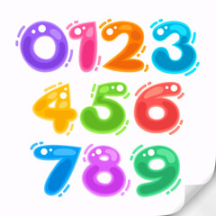 Cartoon Style Colorful Doodle Numbers