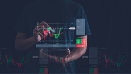 2023 business finance technology and investment concept. Stock Market Investments Funds and Digital...