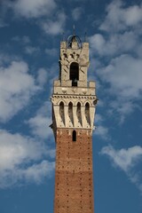 Obraz premium Italy, Tuscany, Siena: View of Mangia Tower in Campo Square.