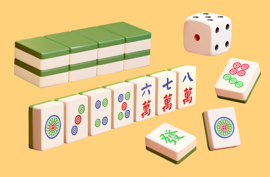 3D Mahjong tiles set
