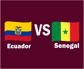 Ecuador And Senegal Flag Ribbon With Names Symbol Design Latin America And Africa football Final Vector Latin American And African Countries Football Teams Illustration