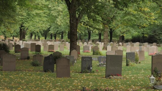 Fall Scene at Swedish Cemetery, Wide shot