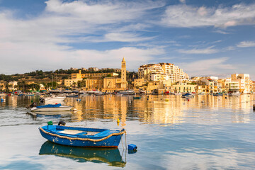 Fisherman boats in Marsaskala marina in Malta