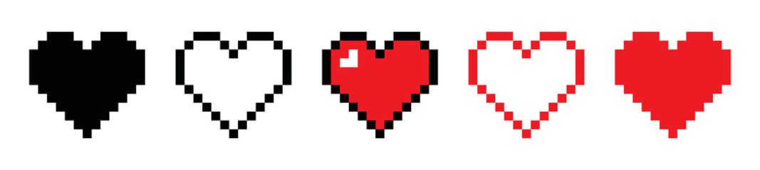 Obraz premium Heart pixel icon. Love pixel icon, vector illustration