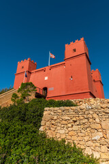 The red tower in Malta, known as St Agatha’s Tower. Popular tourist destination in Malta