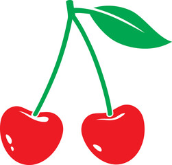 Cherry Fruit Color. Vector Illustration.