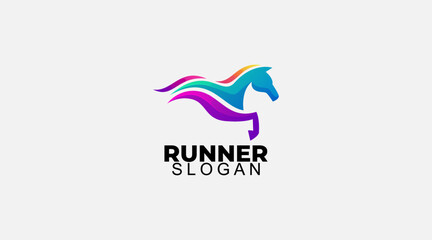Fototapeta na wymiar Awesome Gradient Horse runner Logo Design