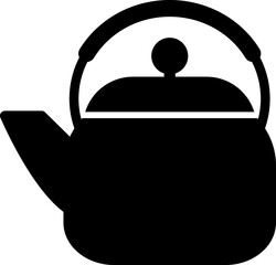 やかんのシンプルなモノクロイラスト