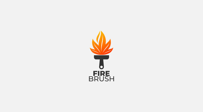 Fire Brush Logo Design Template illustration
