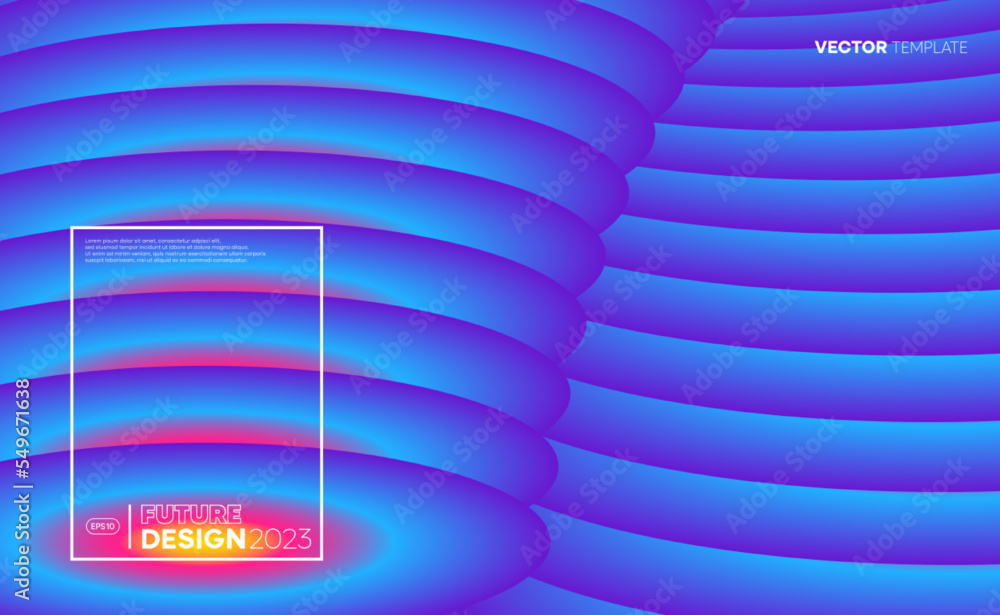 Poster modern blue round lines design. minimal geometric shape composition background. presentation templat