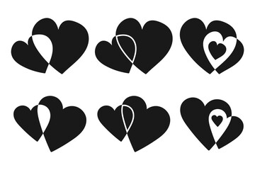 Heart hand drawn doodle sketch isolated. Love vector set. Scribble heart symbol.