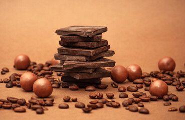 coffee beans  and dark chocolate