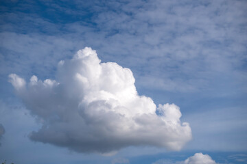 Naklejka na ściany i meble Fluffy cloudy above summer sky background