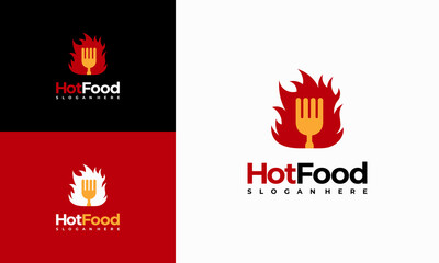 Hot Food Logo designs concept vector, BBQ logo template icon