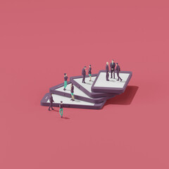 3d render of smartphone and business people. business communication concept.