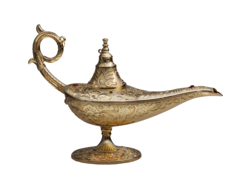 PNG file no background Golden magic lamp on blue background