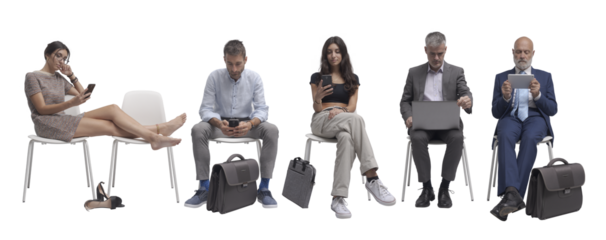 PNG file no background Diverse people waiting for a job interview