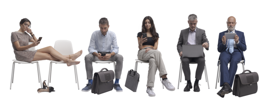 PNG file no background Diverse people waiting for a job interview