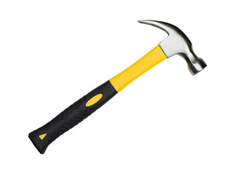 Hammer with yellow and black handle. PNG clipart isolated on transparent background - 549674057