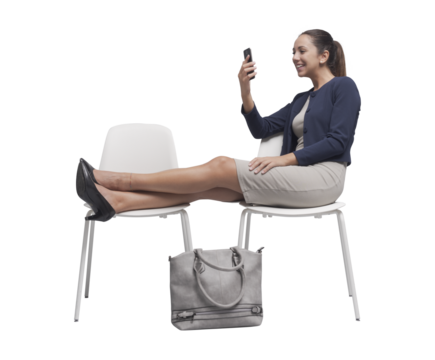 PNG file no background Woman sitting with feet up - Powered by Adobe