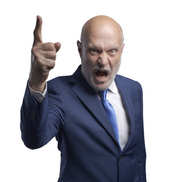 PNG file no background Angry furious boss shouting at camera