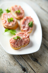 Homemade pork pate on toast