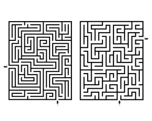 Rectangle black mazes, isolated on white background