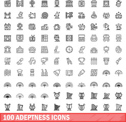 100 adeptness icons set. Outline illustration of 100 adeptness icons vector set isolated on white background