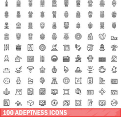 100 adeptness icons set. Outline illustration of 100 adeptness icons vector set isolated on white background