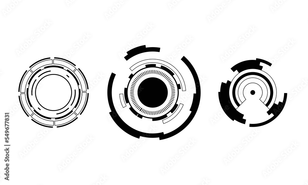 Aufkleber ui hud screen tech system innovation concept background template. vector illustration.