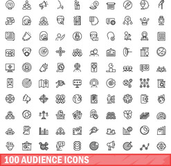 100 audience icons set. Outline illustration of 100 audience icons vector set isolated on white background