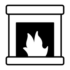 fireplace glyph icon isolated on white background
