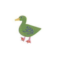 Green duck. Colorful flat illustration isolated on white background.