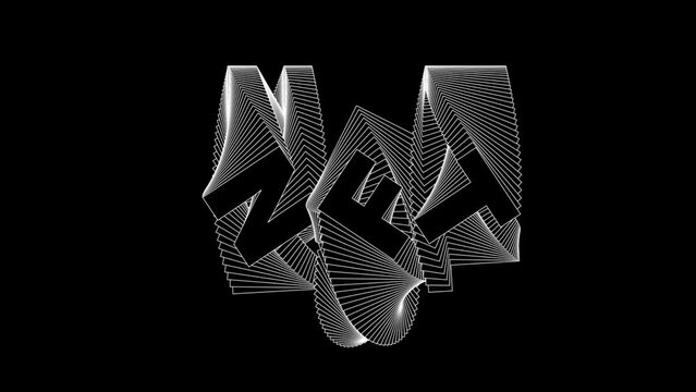 NFT animation. White Black non-fungible token text