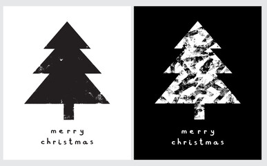 Fototapeta na wymiar Simple Hand Drawn Winter Holidays Vector Illustration. Abstract Spruce Tree and Handwritten 