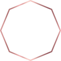 octagon rose gold  frame isolated on transparent background, luxury border design for invitation, card, PNG