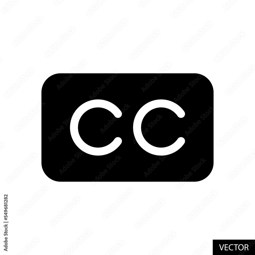 Poster cc or closed captioning symbol vector icon in flat style design for website design, app, ui, isolate