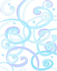winter patterns swirls on a white background brush drawing