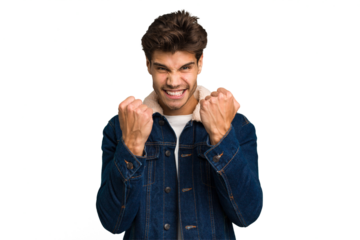 Young caucasian handsome man isolated upset screaming with tense hands.