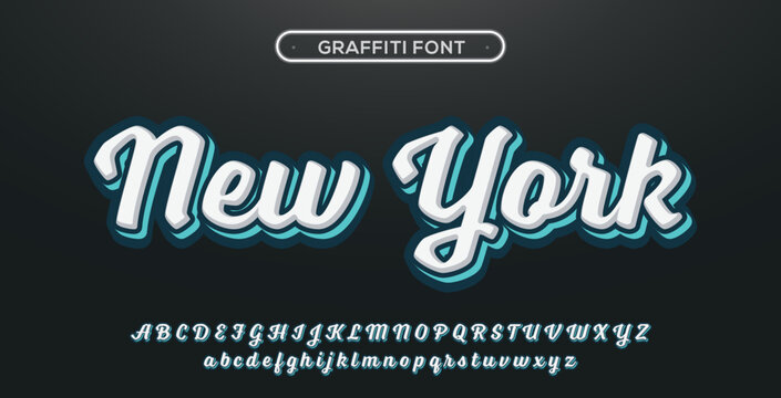 NEW YORK Graffiti Font, Text Effect, Editable Spray And Street Text Style
