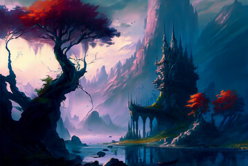 gorgeous fantasy mountain landscape