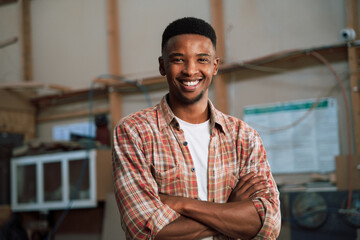 Obraz premium Young African Male carpentry business owner