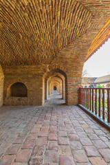Azerbaijan, Sheki 12, 2022: Courtyard of the Caravanserai