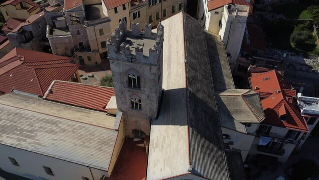 footage of a drone over a historic center in Italy - 4k 25fps