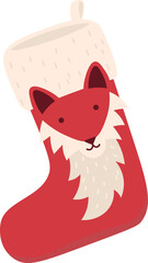 Christmas socks flat icon Fox textile decor