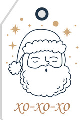 Santa Claus Christmas tag flat icon Winter holiday label