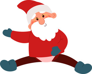 Funny Santa Claus sitting on floor flat icon