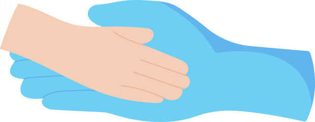 Doctor and patient hands flat icon Love and care